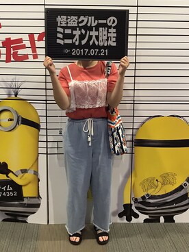 「チャイハネ（チャイハネ）のアイテム（トートバッグ）」を使った、やびさん（レディース・154cm）の夏コーディネート