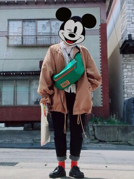 「TOMMY（トミー）のアイテム（バッグ）」を使った、やびさん（レディース・154cm）の春コーディネート