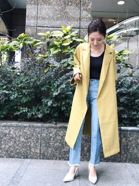 「リメイクデニム」｜「アイテム（パンプス）」を使った、NAOMIさん（レディース・156cm）の冬コーディネート