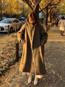 「CLANE（クラネ）のアイテム（チェスターコート）」を使った、あーやんさん（レディース・158cm）の冬コーディネート