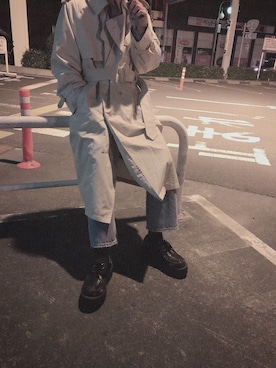 「古着好きな人と繋がりたい」｜「アイテム（トレンチコート）」を使った、Souさん（メンズ・175cm）の冬コーディネート