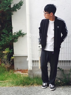 「オールドスクール」｜「アイテム（ジャージ）」を使った、ソウさん（メンズ・172cm）の秋コーディネート