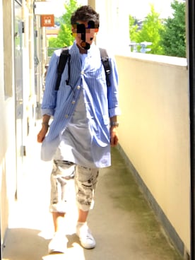 「COMME des GARCONS HOMME PLUS（コムデギャルソンオムプリュス）のアイテム（ジャケット/アウター、ブルー系）」を使った、 dull_1068さん（メンズ・170cm）の夏コーディネート