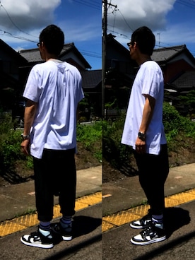 「COMME des GARCONS HOMME PLUS（コムデギャルソンオムプリュス）のアイテム（Tシャツ/カットソー、ホワイト系）」を使った、 dull_1068さん（メンズ・170cm）の夏コーディネート