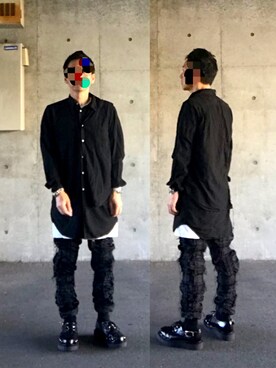 「COMME des GARCONS HOMME PLUS（コムデギャルソンオムプリュス）のアイテム（トップス、ブラック系）」を使った、 dull_1068さん（メンズ・170cm）の秋コーディネート