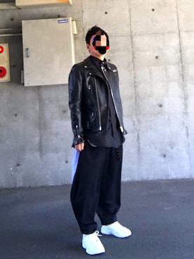 「Lewis Leathers（ルイスレザー）のアイテム（ライダースジャケット、ブラック系）」を使った、 dull_1068さん（メンズ・170cm）の春コーディネート