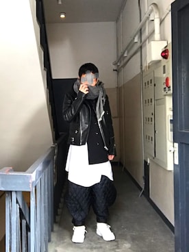 「Lewis Leathers（ルイスレザー）のアイテム（ライダースジャケット、ブラック系）」を使った、 dull_1068さん（メンズ・170cm）の冬コーディネート