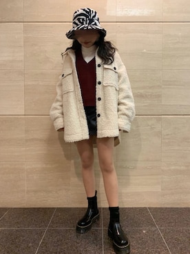 「LILY BROWN（リリーブラウン）のアイテム（帽子）」を使った、imyuiさん（レディース・152cm）の冬コーディネート