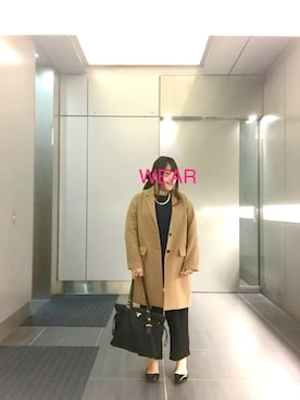 「オフィス」｜「アイテム（チェスターコート）」を使った、nanさん（レディース・163cm）の秋コーディネート