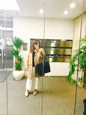 「オフィス」｜「アイテム（チェスターコート）」を使った、nanさん（レディース・163cm）の秋コーディネート