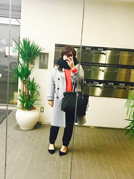 「オフィス」｜「アイテム（ピーコート）」を使った、nanさん（レディース・163cm）の冬コーディネート