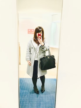 「レーススカート」｜「アイテム（ピーコート）」を使った、nanさん（レディース・163cm）の春コーディネート