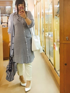 「OSMOSIS（オズモーシス）のアイテム（シャツワンピース）」を使った、nanさん（レディース・163cm）の春コーディネート