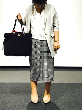 「オフィス」｜「アイテム（アナログ腕時計）」を使った、nanさん（レディース・163cm）の夏コーディネート