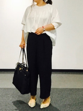 「オフィス」｜「アイテム（アナログ腕時計）」を使った、nanさん（レディース・163cm）の夏コーディネート