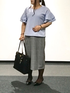 「オフィス」｜「アイテム（アナログ腕時計）」を使った、nanさん（レディース・163cm）の夏コーディネート