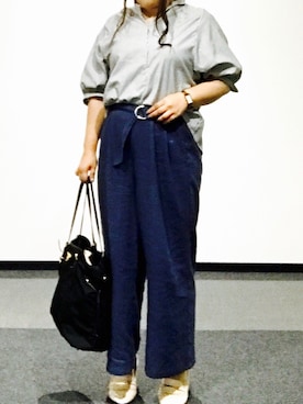 「オフィス」｜「アイテム（アナログ腕時計）」を使った、nanさん（レディース・163cm）の夏コーディネート