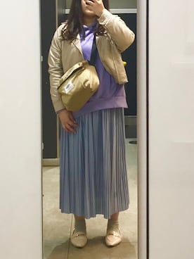 「archives（アルシーヴ）のアイテム（ライダースジャケット）」を使った、nanさん（レディース・164cm）の春コーディネート