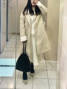 「シルバーシューズ」｜「アイテム（ステンカラーコート）」を使った、nanさん（レディース・164cm）の冬コーディネート