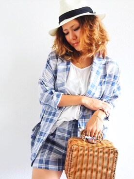 「リエディ」｜「アイテム（帽子）」を使った、non0910さん（レディース・158cm）の夏コーディネート