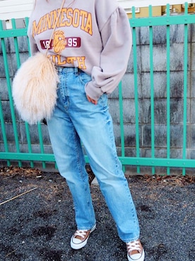 「ハイウエストストレートジーンズ」｜non0910さん（レディース・158cm）の冬コーディネート