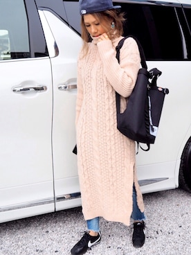 「Ungrid（アングリッド）のフレイドヘムストスリ（デニムパンツ）」を使った、non0910さん（レディース・158cm）の冬コーディネート