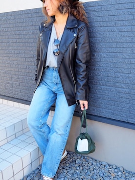 「ハイウエストストレートジーンズ」｜non0910さん（レディース・158cm）の冬コーディネート