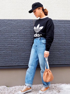 「ハイウエストストレートジーンズ」｜non0910さん（レディース・158cm）の冬コーディネート