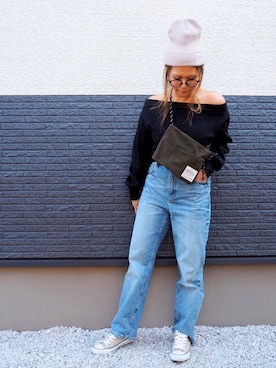 「ハイウエストストレートジーンズ」｜non0910さん（レディース・158cm）の冬コーディネート