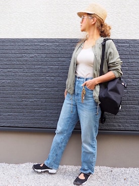 「ハイウエストストレートジーンズ」｜non0910さん（レディース・158cm）の春コーディネート