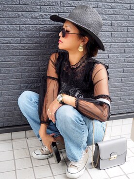 「ハイウエストストレートジーンズ」｜non0910さん（レディース・158cm）の夏コーディネート