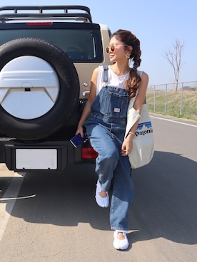 「ロングヘア」｜「アイテム（オールインワン・サロペット）」を使った、non0910さん（レディース・158cm）の春コーディネート