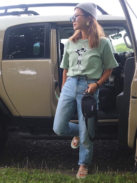 「ハイウエストストレートジーンズ」｜non0910さん（レディース・158cm）の夏コーディネート