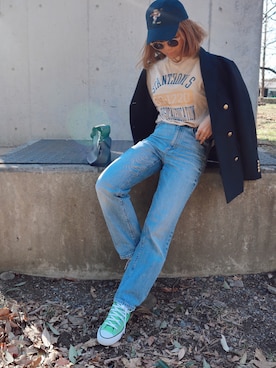 「JOURNAL STANDARD relume（ジャーナルスタンダード　レリューム）の●T/Wギャバネイビーブレザー◆（テーラードジャケット）」を使った、non0910さん（レディース・158cm）の春コーディネート