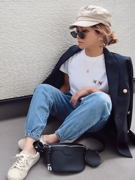 「JOURNAL STANDARD relume（ジャーナルスタンダード　レリューム）の●T/Wギャバネイビーブレザー◆（テーラードジャケット）」を使った、non0910さん（レディース・158cm）の春コーディネート