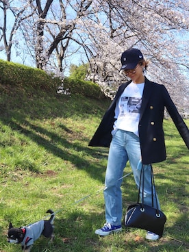 「JOURNAL STANDARD relume（ジャーナルスタンダード　レリューム）の●T/Wギャバネイビーブレザー◆（テーラードジャケット）」を使った、non0910さん（レディース・158cm）の春コーディネート