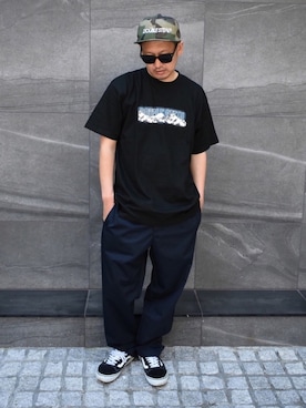 「DOUBLE STEAL（ダブルスティール）のBasic Logo BB Cap (new era)（キャップ）」を使った、ktさん（メンズ・170cm）の夏コーディネート