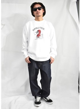 「DOUBLE STEAL（ダブルスティール）のRough Bucket Hat（ハット）」を使った、ktさん（メンズ・170cm）の冬コーディネート