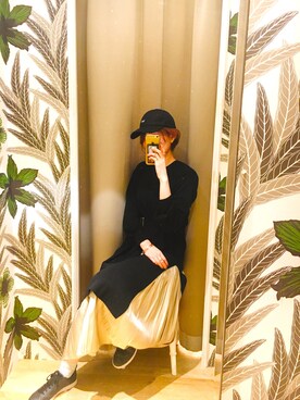 「ワッシャースカート」｜「アイテム（ワンピース/ドレス）」を使った、すずさん（レディース・163cm）の冬コーディネート