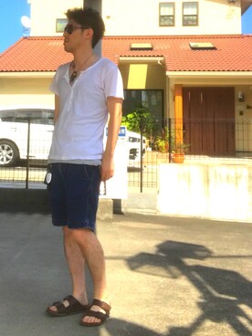 「Project e（プロジェクトイー）のアイテム」を使った、Ryoさん（メンズ・167cm）の夏コーディネート