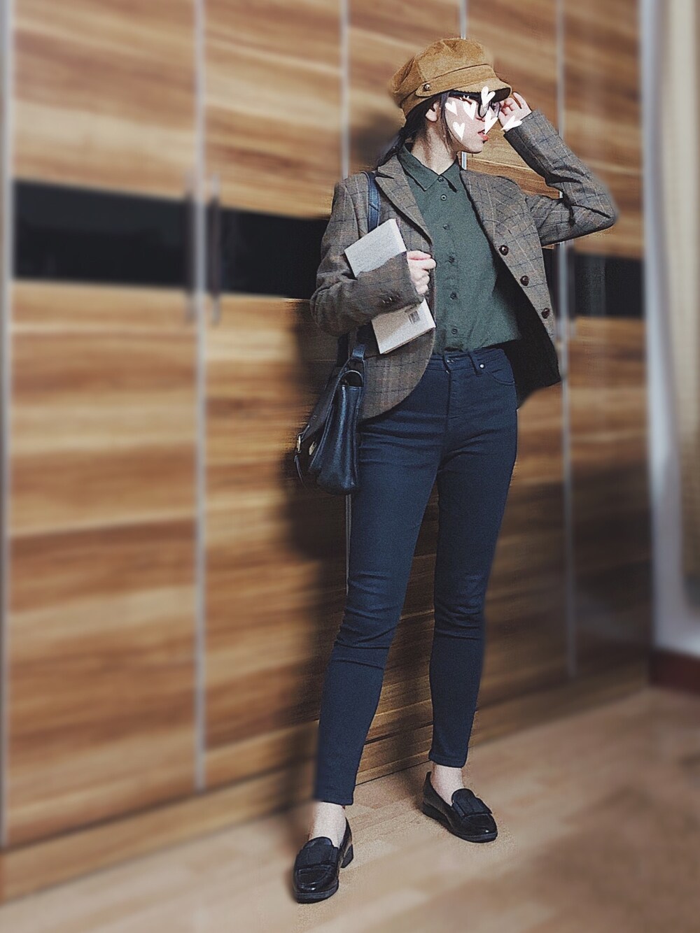 「ootd、复古、通勤穿搭」｜「jackwillsのアイテム（テーラードジャケット、その他）」を使った、尼可Nikooさん（レディース・160cm）の秋コーディネートの1枚目の写真