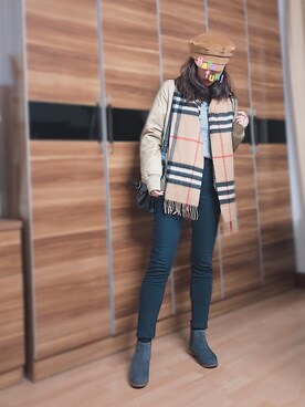 「通勤穿搭」｜「アイテム（ノーカラージャケット）」を使った、尼可Nikooさん（レディース・160cm）の秋コーディネート
