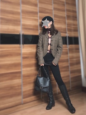 「Jack Willsのアイテム」を使った、尼可Nikooさん（レディース・160cm）の冬コーディネート