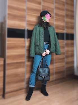 「通勤穿搭」｜「アイテム（ブルゾン）」を使った、尼可Nikooさん（レディース・160cm）の冬コーディネート
