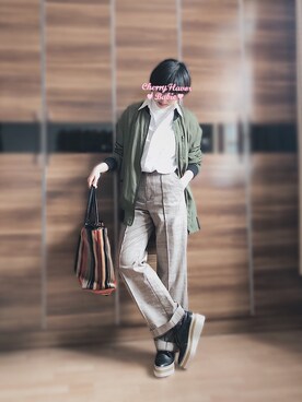 「MOUSSY（マウジー）のアイテム（ノーカラージャケット）」を使った、尼可Nikooさん（レディース・160cm）の春コーディネート