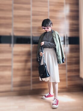 「MOUSSY（マウジー）のアイテム（ノーカラージャケット）」を使った、尼可Nikooさん（レディース・160cm）の春コーディネート