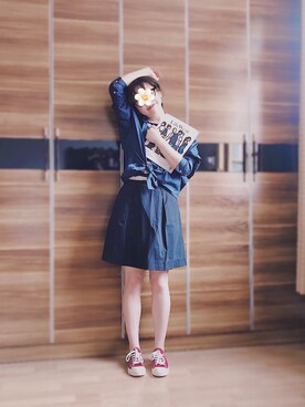 「盐系风格」｜「アイテム（スカート）」を使った、尼可Nikooさん（レディース・160cm）の夏コーディネート