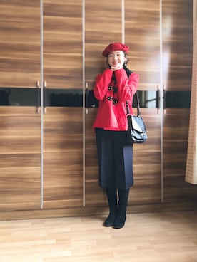 「通勤穿搭」｜「アイテム（ブルゾン）」を使った、尼可Nikooさん（レディース・160cm）の冬コーディネート