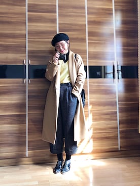 「通勤穿搭」｜「アイテム（チェスターコート）」を使った、尼可Nikooさん（レディース・160cm）の冬コーディネート