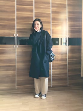 「通勤穿搭」｜「アイテム（ダッフルコート）」を使った、尼可Nikooさん（レディース・160cm）の冬コーディネート